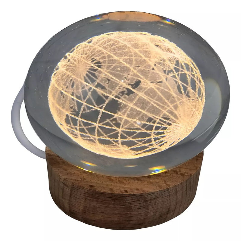 Luminária Bola De Cristal 3d Led Planeta Terra