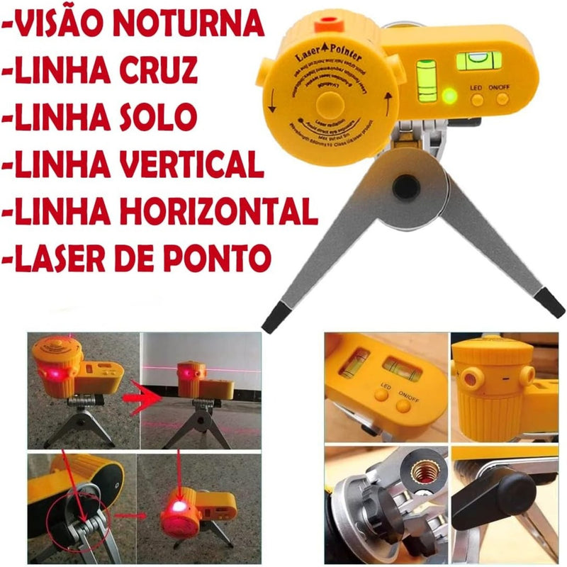 Nível Laser Giratório 360º Com Tripé Nivelador Multifuncional Profissional Piso