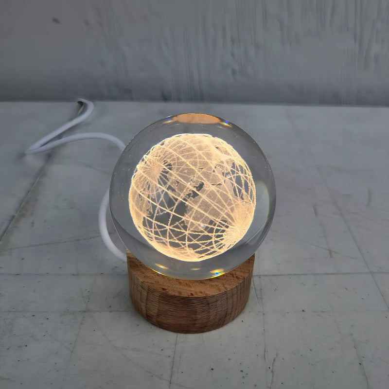 Luminária Bola De Cristal 3d Led Planeta Terra