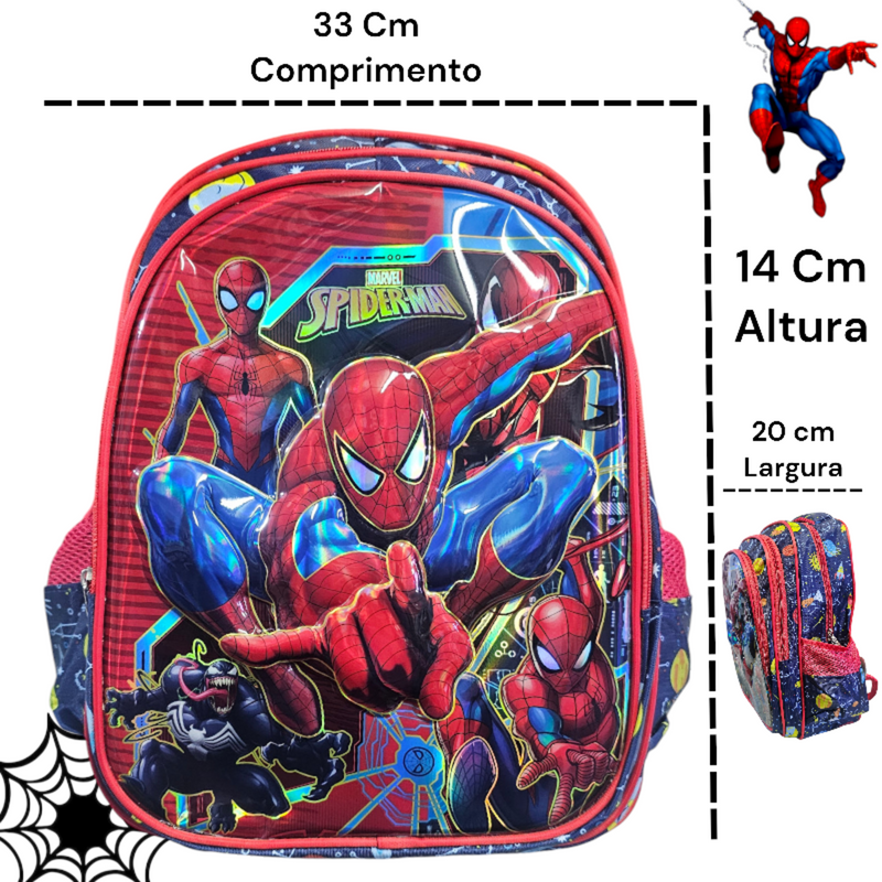 Mochila De Costas Homem Aranha Menino Escolar Infantil