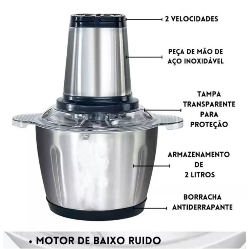 Picador De Alimentos Moedor De Carne Mixer Elétrica Processador Cozinha Casa Alho 220V