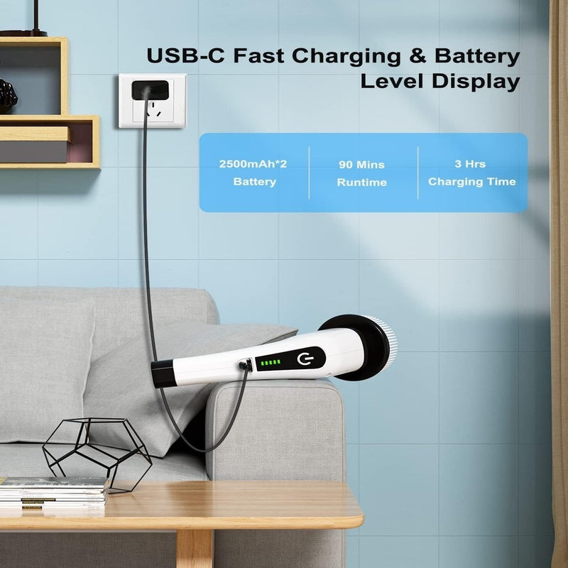 Escova 7Em1 Eletrica Limpeza Esfregão Rotativo Multifuncional Usb Escova De Limpeza Sem Fio Com Alça De Extensão