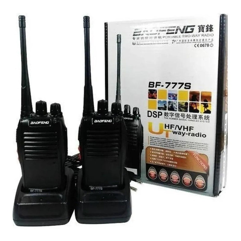 kit 2 rádios comunicador Alcance até 4 Km 16 Canais BF 777S Profissional recarregável rádio segurança baofeng