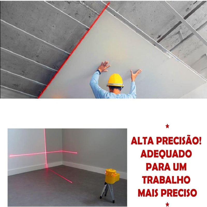 Nível Laser Giratório 360º Com Tripé Nivelador Multifuncional Profissional Piso