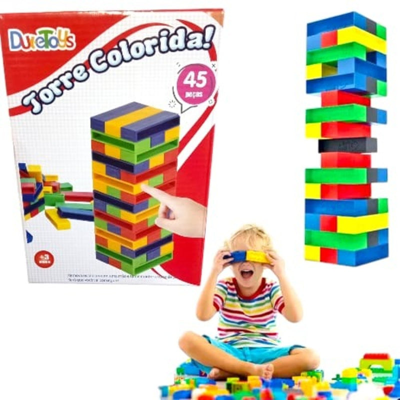 Caiu Perdeu Jogo Torre Colorida Empilhar com 45 Peças brinquedo educativo - Pais & Filhos